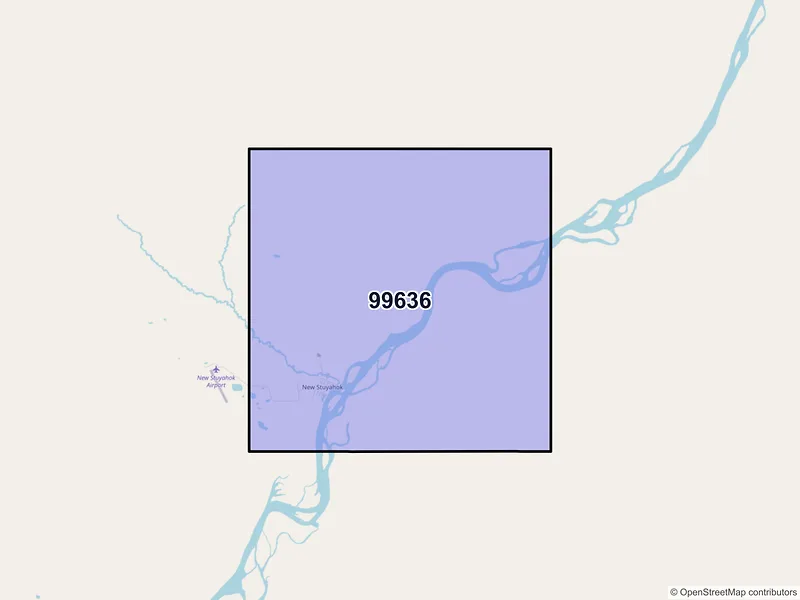 Map of New Stuyahok, Alaska and ZIP codes