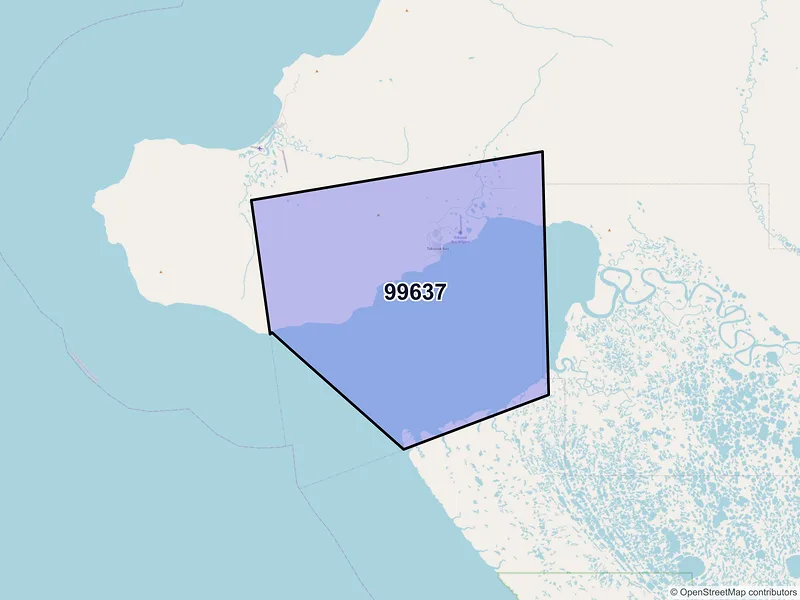 Map of Toksook Bay, Alaska and ZIP codes