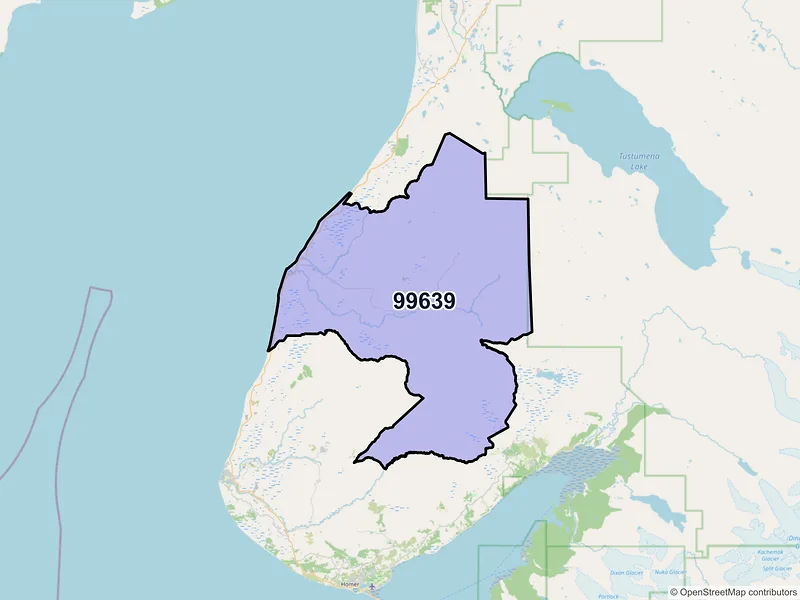 Map of ZIP Code 99639 — Ninilchik, AK
