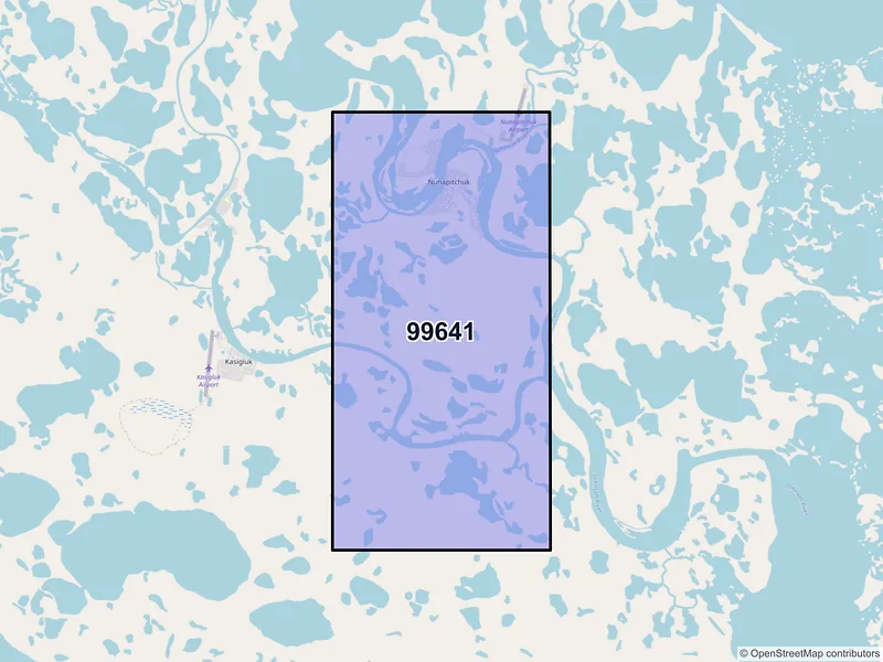 Map of Nunapitchuk, Alaska and ZIP codes