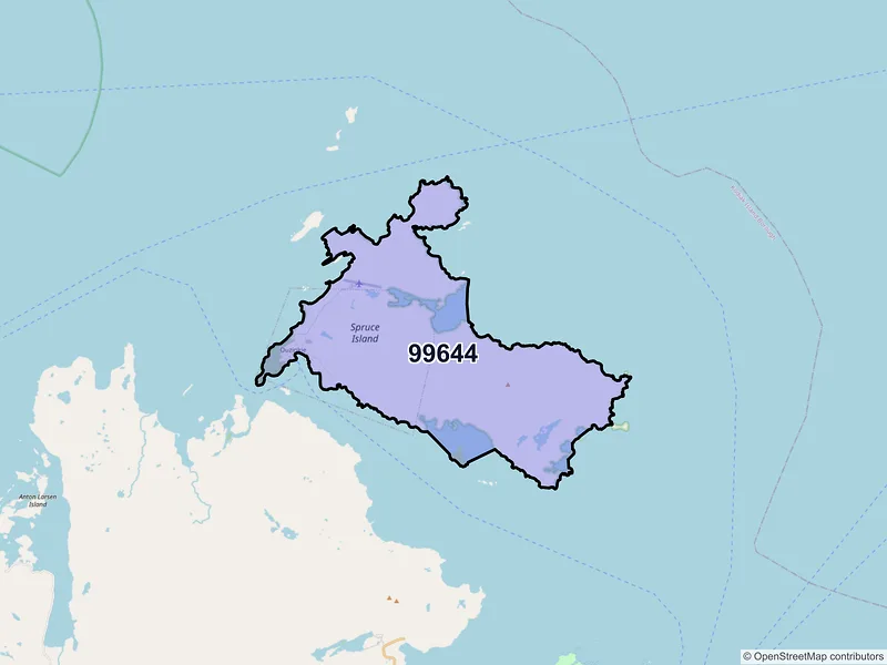 Map of Ouzinkie, Alaska and ZIP codes