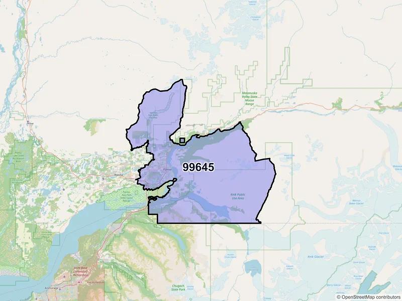 Map of ZIP Code 99645 — Palmer, AK