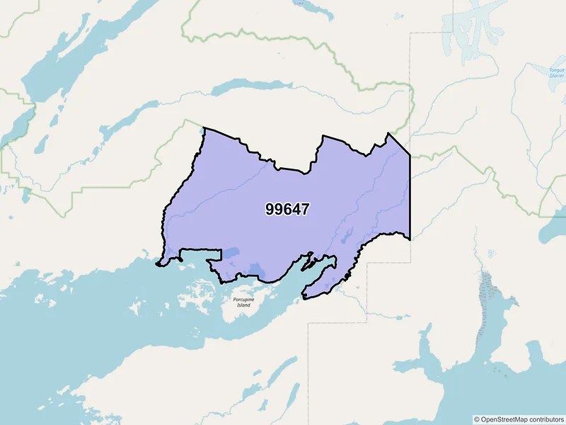 Map of Pedro Bay, Alaska and ZIP codes