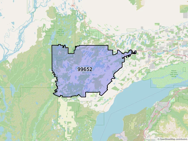 Map of Big Lake, Alaska and ZIP codes