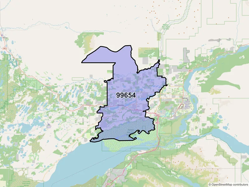 Map of ZIP Code 99654 — Wasilla, AK