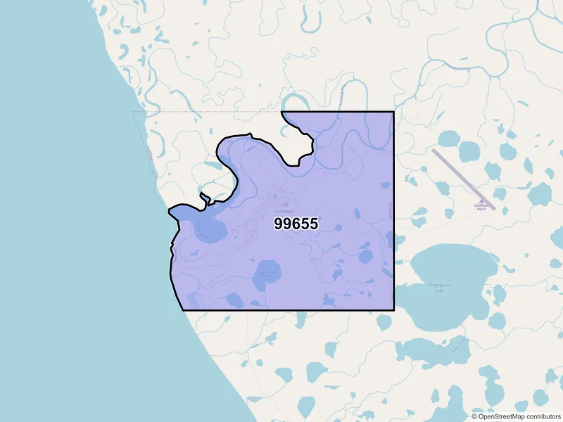 Map of Quinhagak, Alaska and ZIP codes