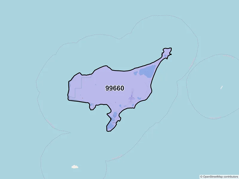 Map of Saint Paul Island, Alaska and ZIP codes