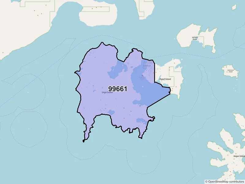 Map of Sand Point, Alaska and ZIP codes