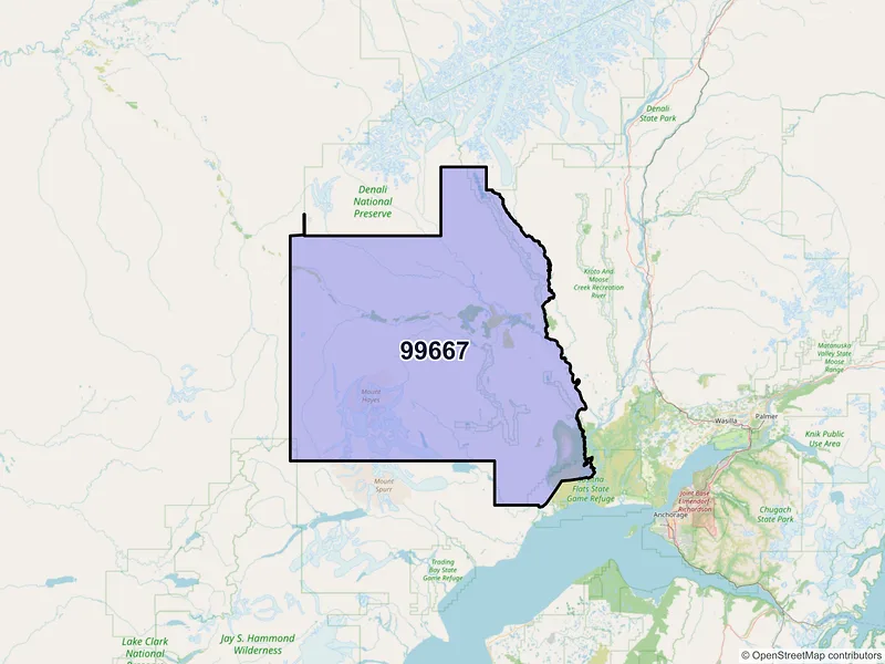 Map of Skwentna, Alaska and ZIP codes