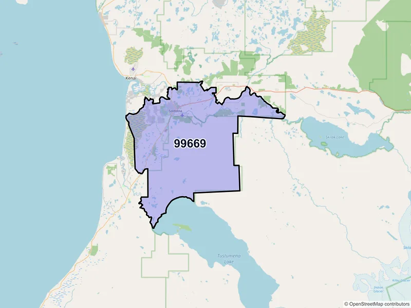 Map of Soldotna, Alaska and ZIP codes