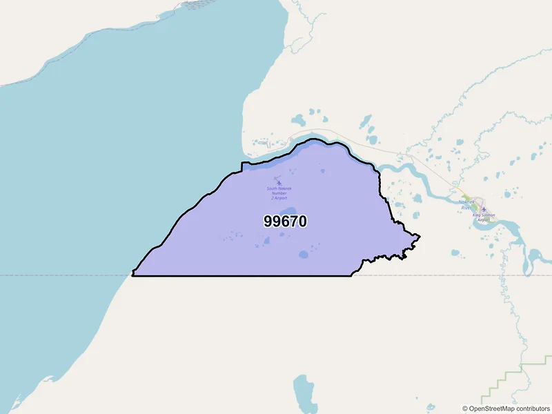 Map of South Naknek, Alaska and ZIP codes