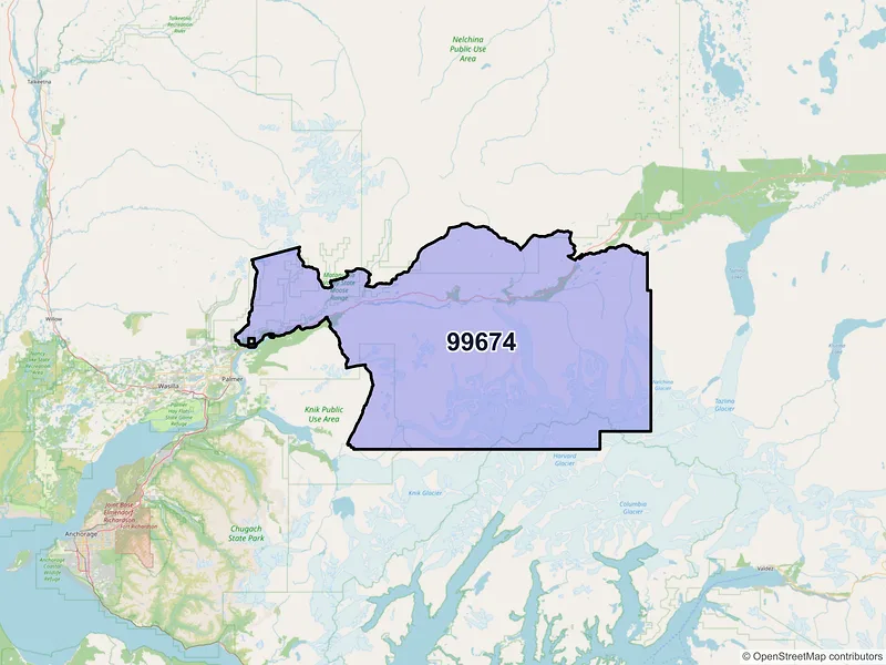 Map of ZIP Code 99674 — Sutton, AK