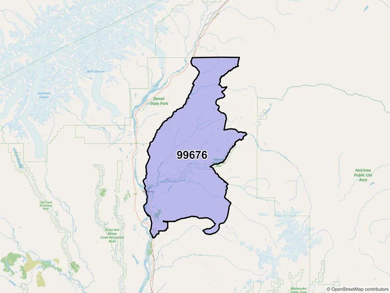 Map of Talkeetna, Alaska and ZIP codes