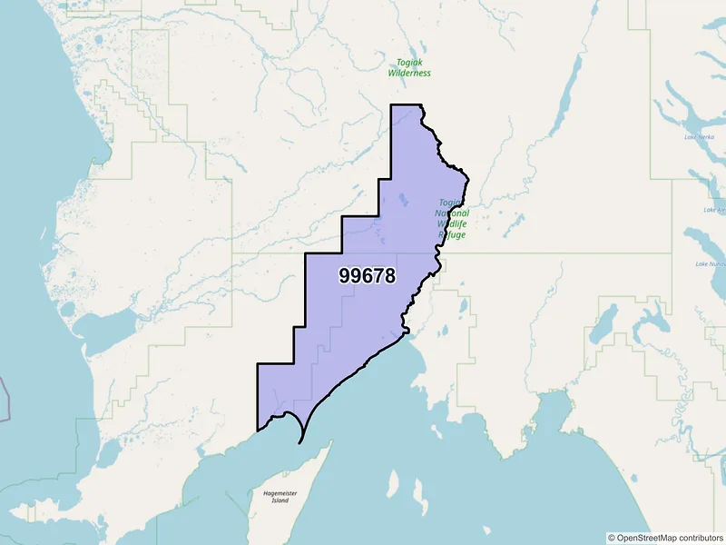 Map of Togiak, Alaska and ZIP codes