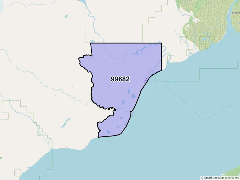 Map of Tyonek, Alaska and ZIP codes