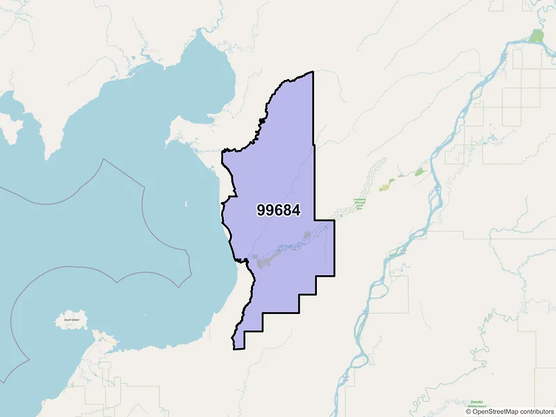 Map of Unalakleet, Alaska and ZIP codes