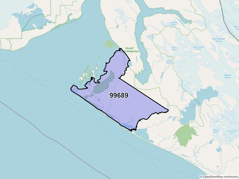 Map of Yakutat, Alaska and ZIP codes