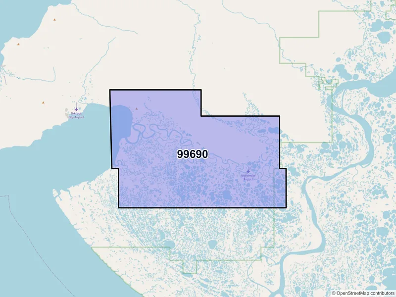 Map of Nightmute, Alaska and ZIP codes