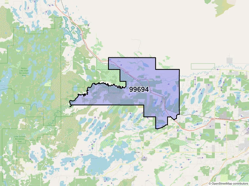 Map of Houston, Alaska and ZIP codes