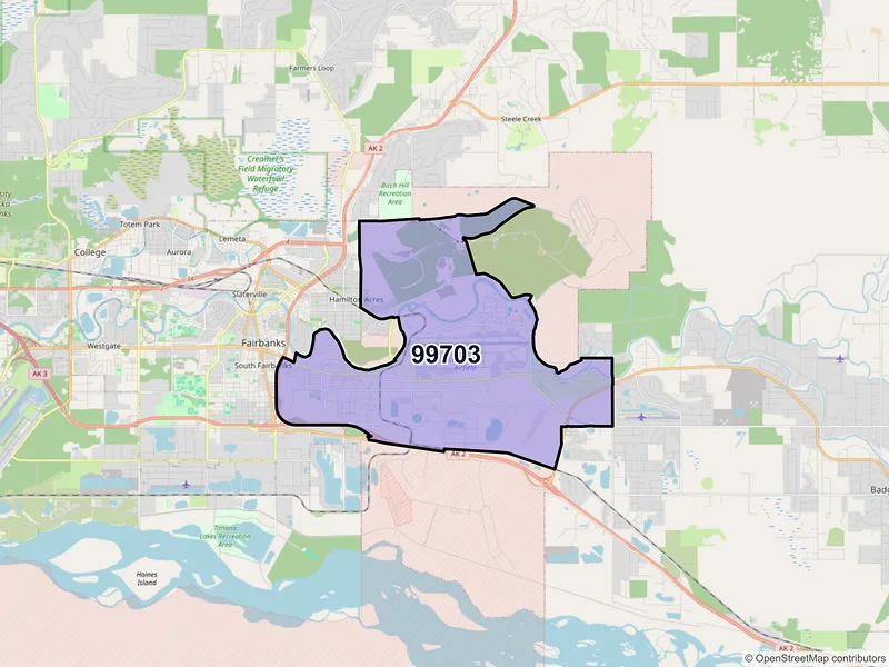 Map of ZIP Code 99703 — Fort Wainwright, AK