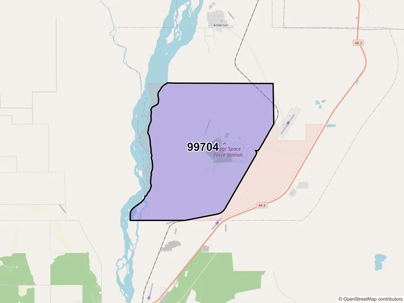 Map of ZIP Code 99704 — Clear, AK