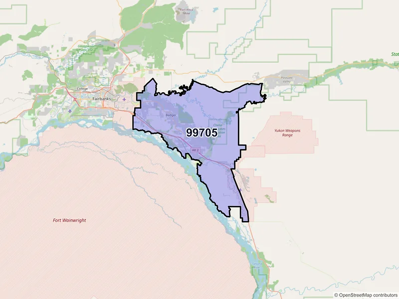 Map of North Pole, Alaska and ZIP codes