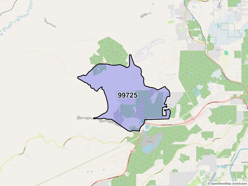 Map of Ester, Alaska and ZIP codes