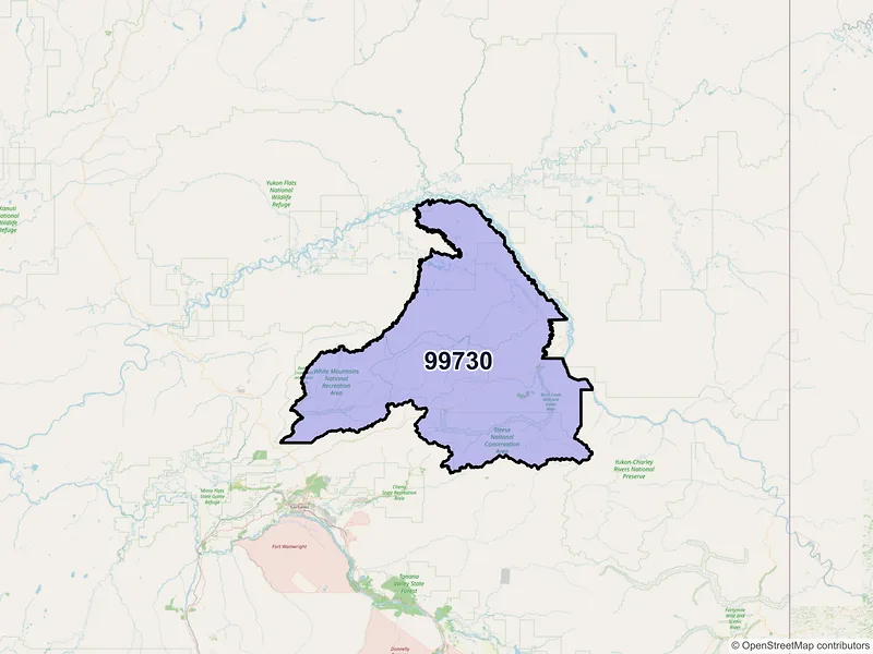 Map of Central, Alaska and ZIP codes