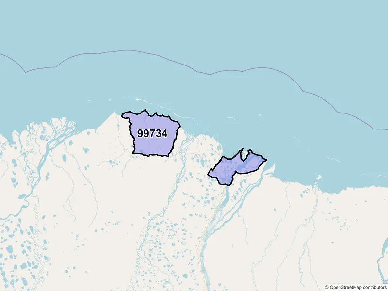 Map of Prudhoe Bay, Alaska and ZIP codes