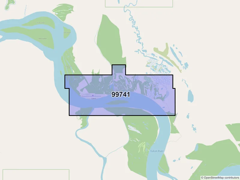 Map of Galena, Alaska and ZIP codes