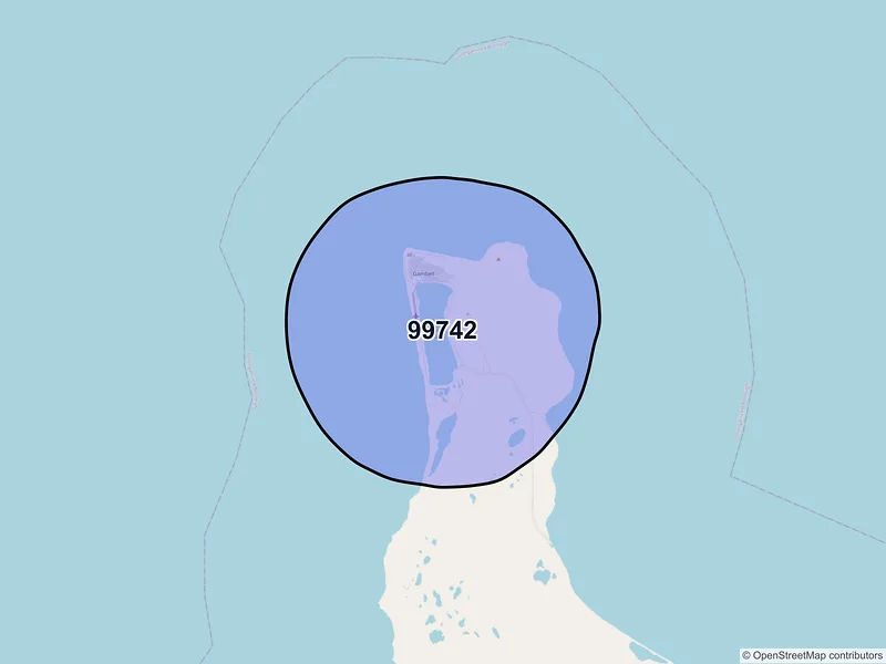 Map of Gambell, Alaska and ZIP codes