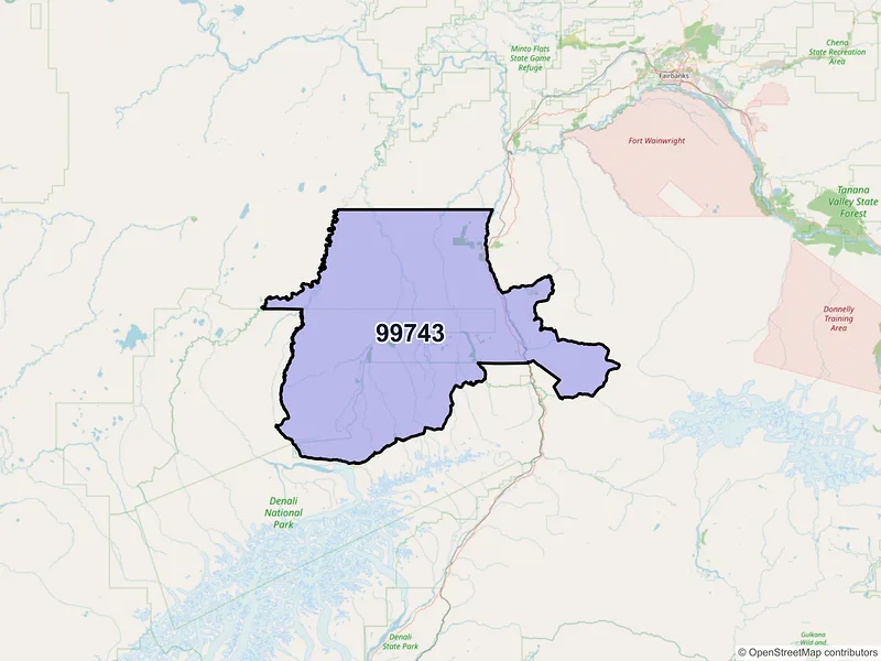 Map of Healy, Alaska and ZIP codes
