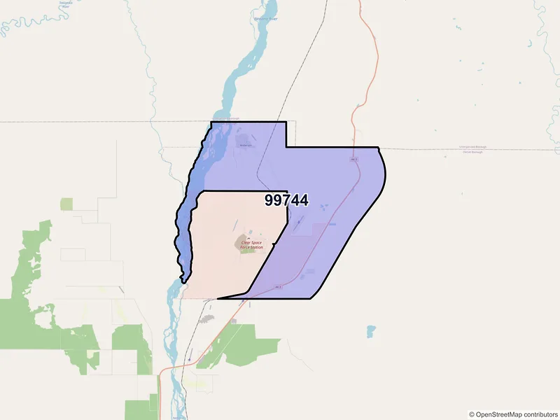 Map of Anderson, Alaska and ZIP codes