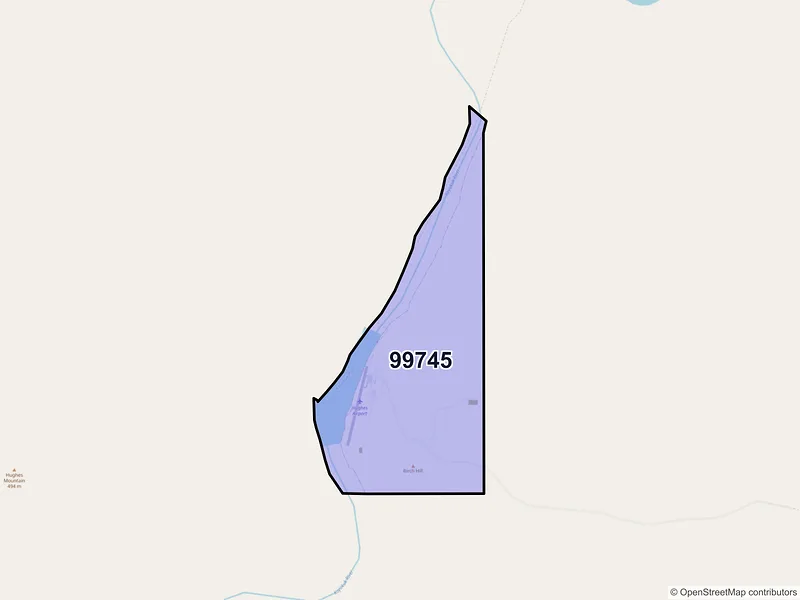 Map of Hughes, Alaska and ZIP codes
