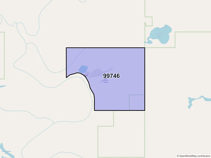 Map of Huslia, Alaska and ZIP codes