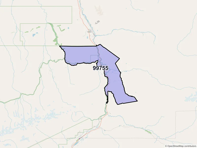 Map of Denali National Park, Alaska and ZIP codes