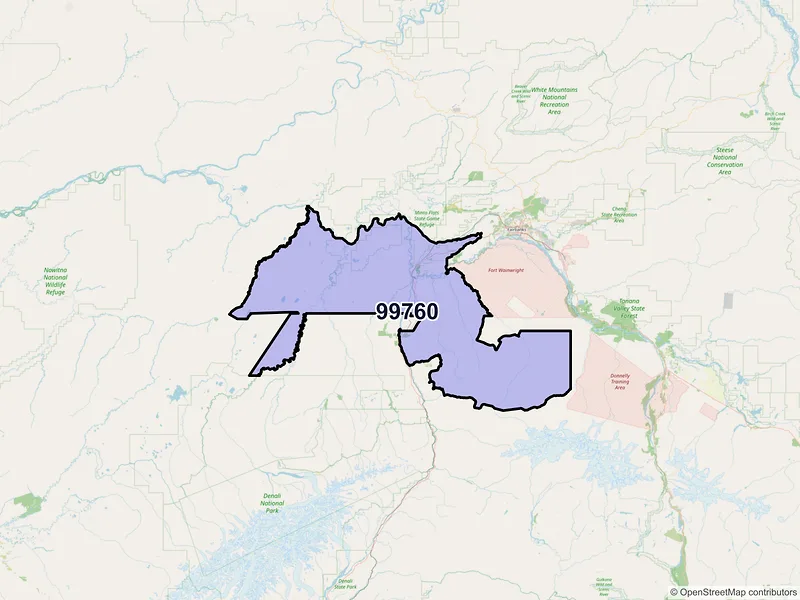 Map of Nenana, Alaska and ZIP codes