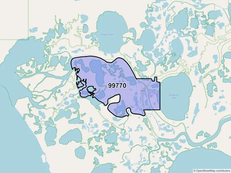 Map of Selawik, Alaska and ZIP codes