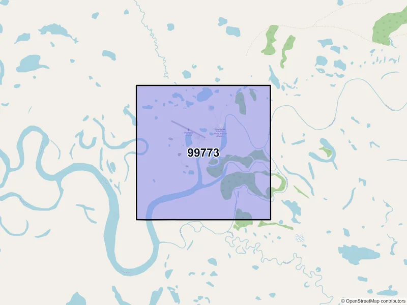 Map of Shungnak, Alaska and ZIP codes