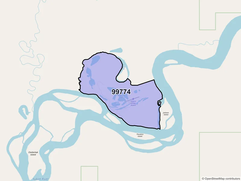 Map of Stevens Village, Alaska and ZIP codes
