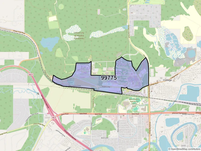 Map of ZIP Code 99775 — Fairbanks, AK