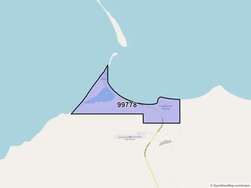 Map of Teller, Alaska and ZIP codes