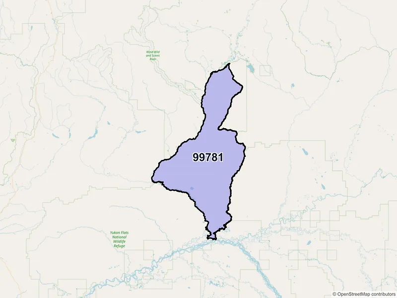Map of Venetie, Alaska and ZIP codes