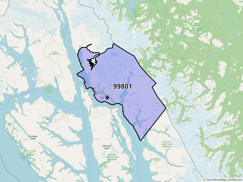 Map of ZIP Code 99801 — Juneau, AK