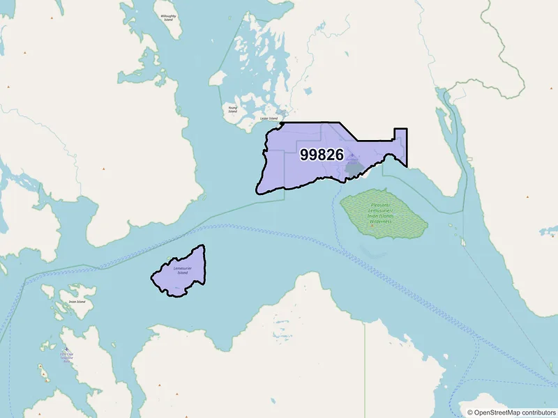 Map of Gustavus, Alaska and ZIP codes