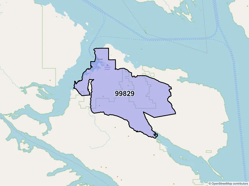 Map of Hoonah, Alaska and ZIP codes