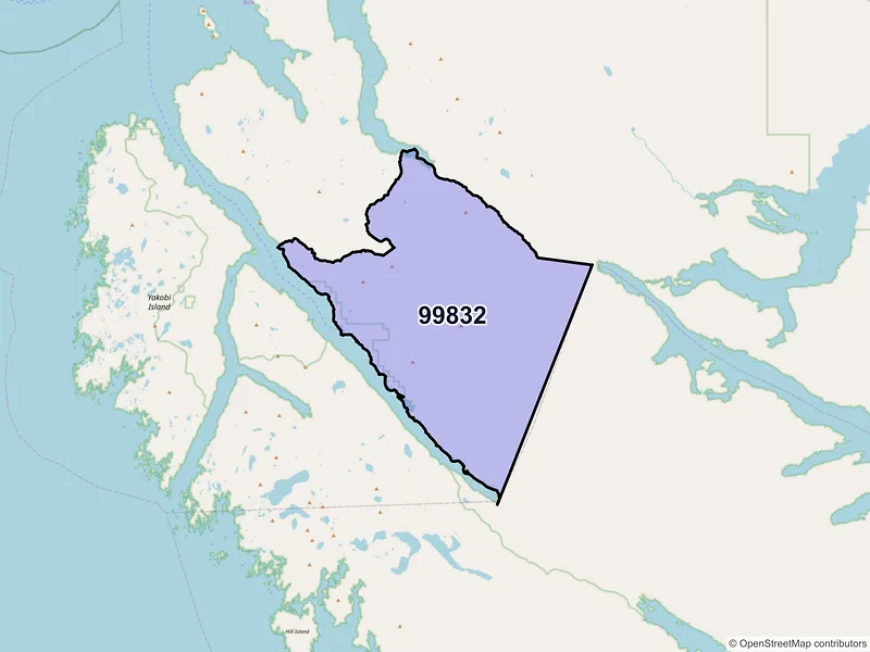 Map of Pelican, Alaska and ZIP codes