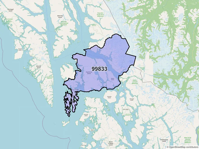 Map of Petersburg, Alaska and ZIP codes