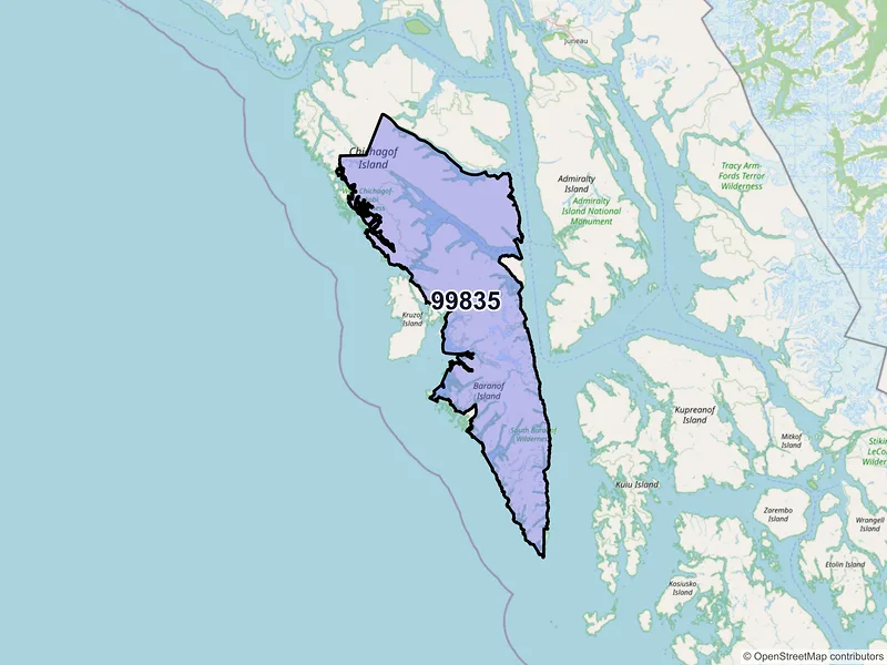 Map of ZIP Code 99835 — Sitka, AK