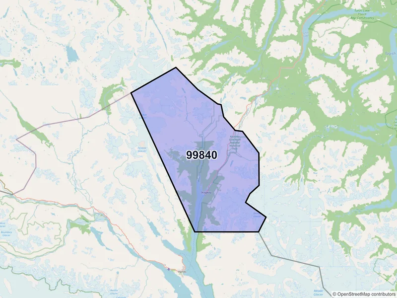 Map of Skagway, Alaska and ZIP codes